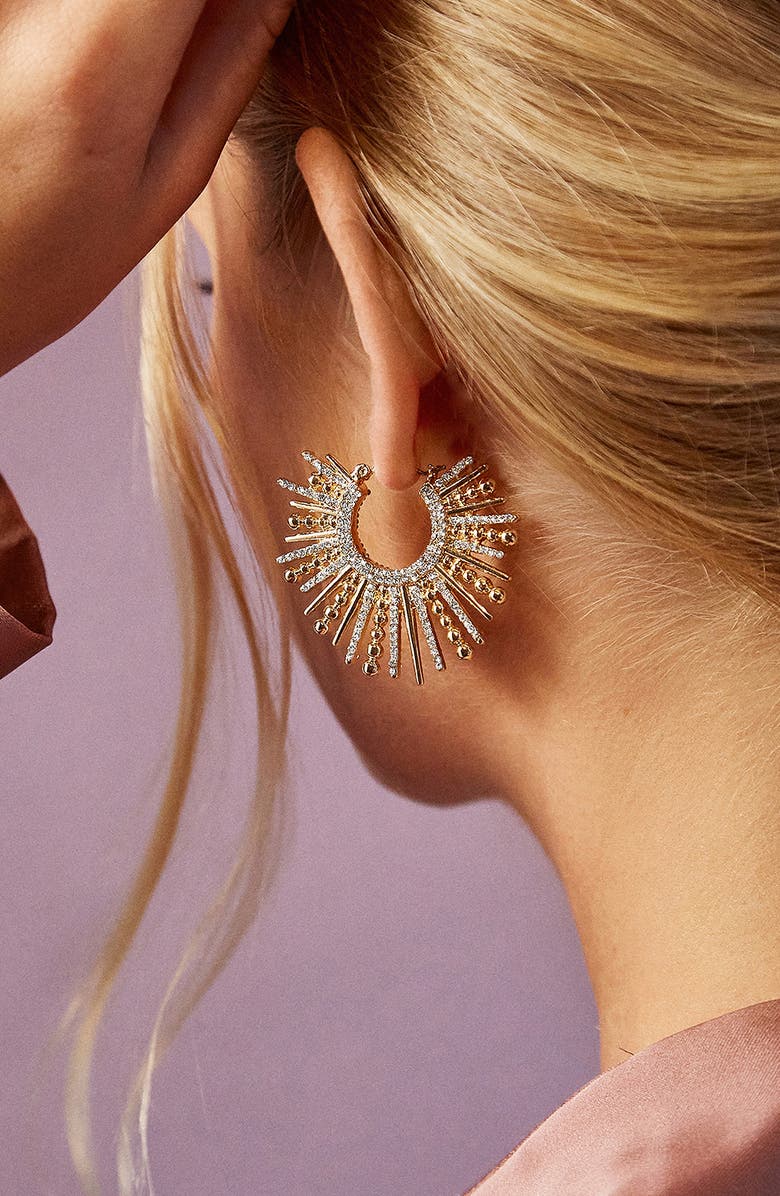 BaubleBar Jaskamal Starburst Hoop Earrings, Alternate, color,