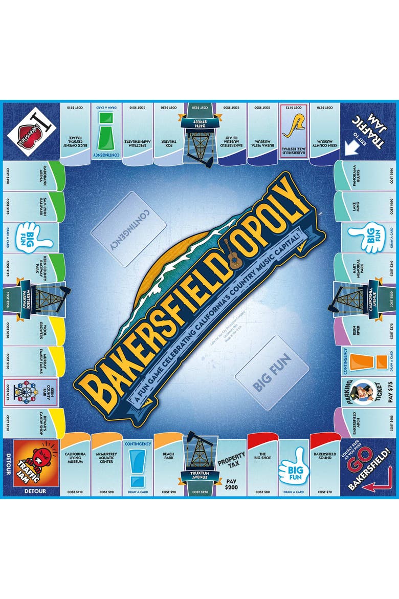 Bakersfield Opoly Board Game, Alternate, color, Multicolored