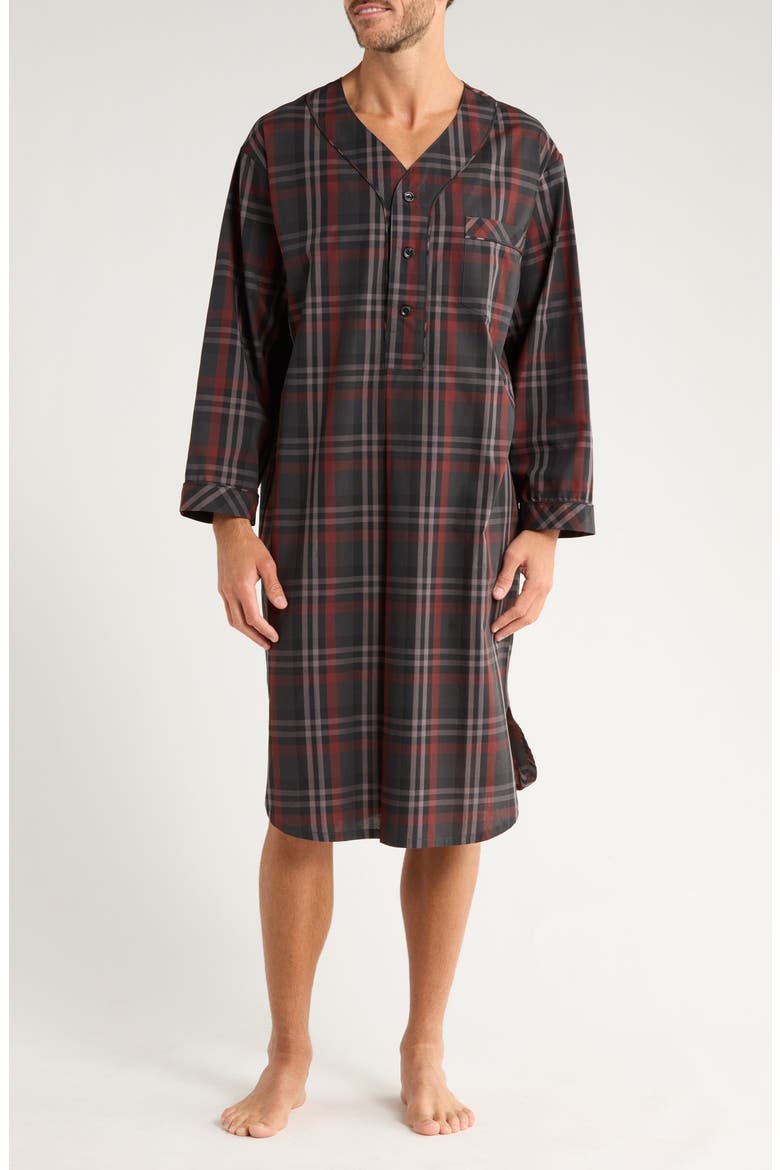Mason Easycare Nightshirt, Main, color, CHARCOAL/ BURGUNDY