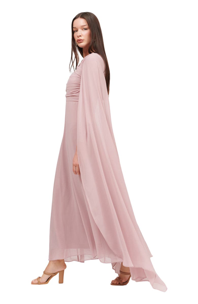 MARYISA Modest Ruffle Dress Maxi With Abstract Print, Alternate, color, Lilac