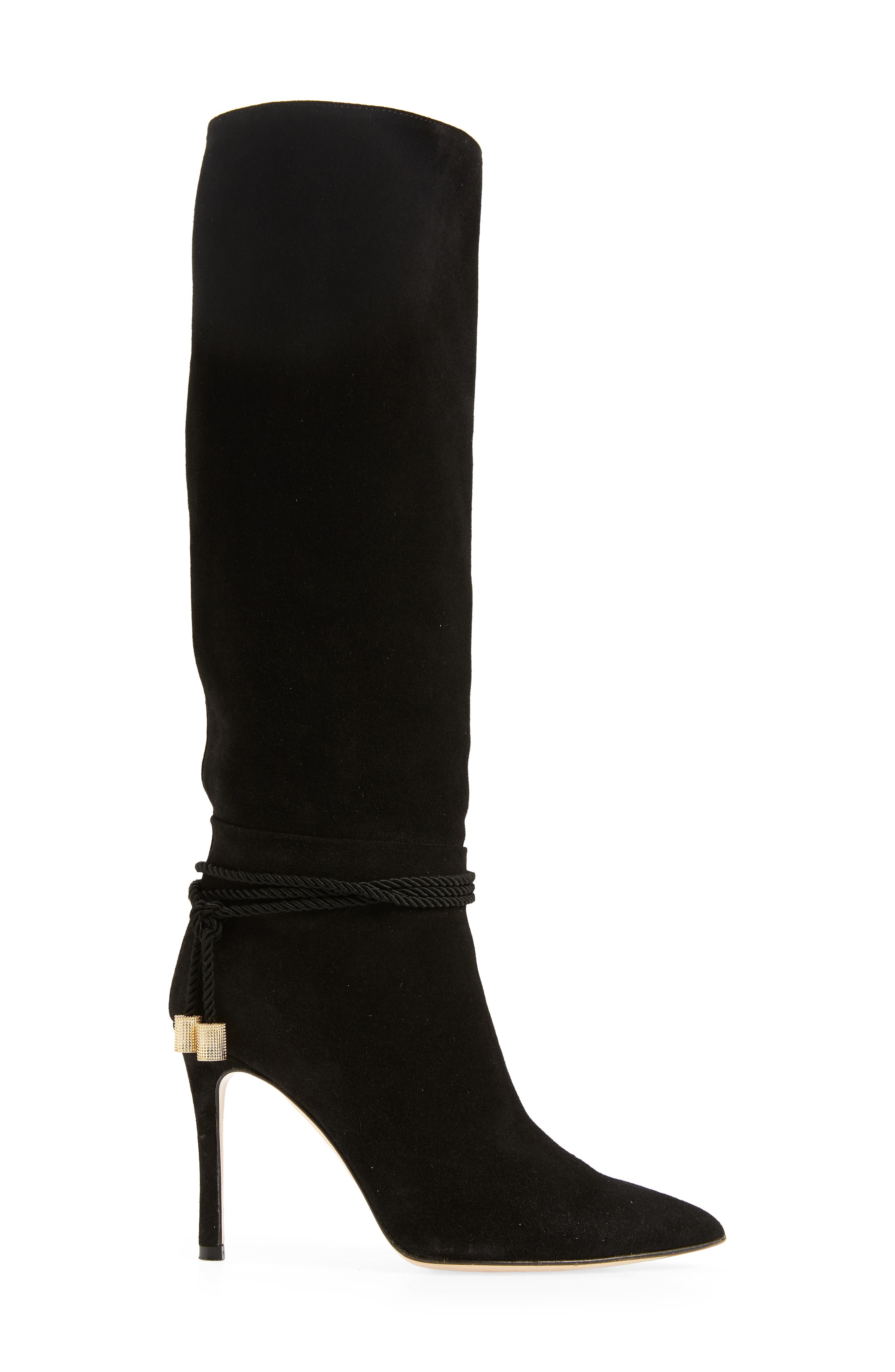 BEAUTIISOLES Lindsay Pointed Toe Knee High Boot, Alternate, color, Black Suede