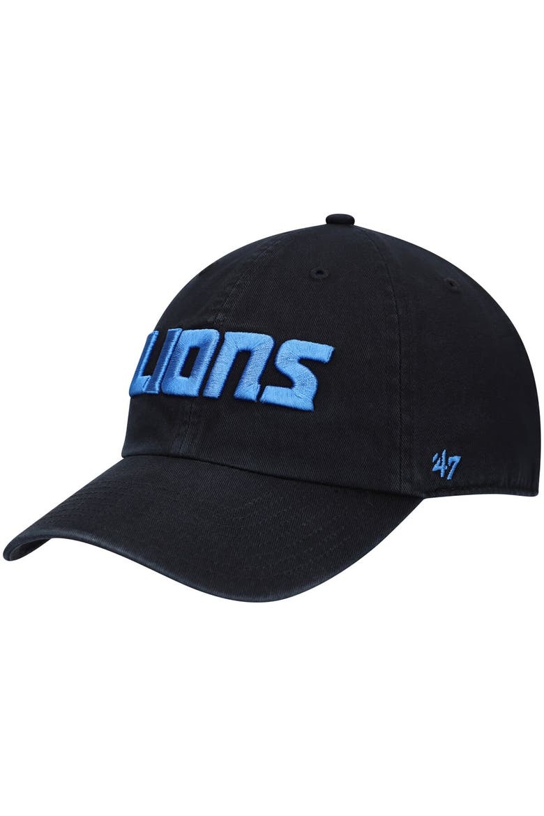 Men's '47 Black Detroit Lions Clean Up Script Adjustable Hat, Main, color, Black