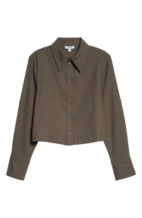 Caylan Cotton & Wool Crop Button-Up Shirt