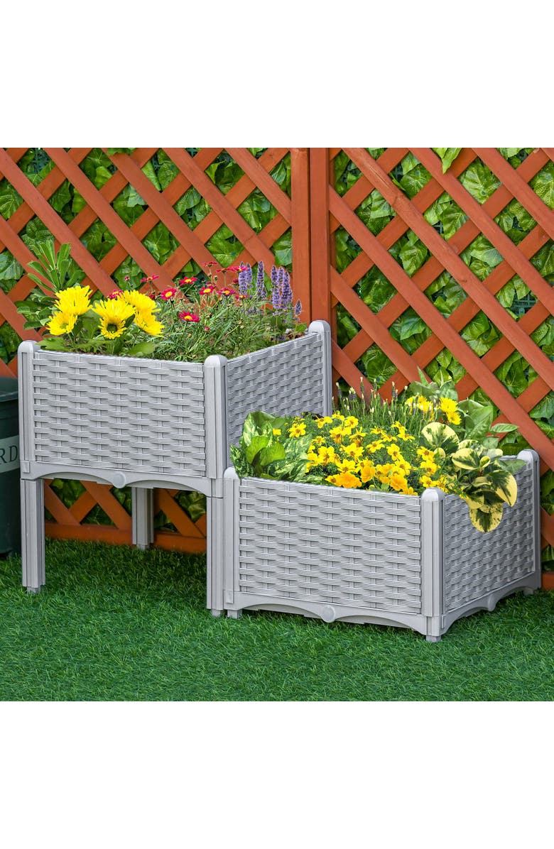 Outsunny Raised with Legs, Raised Bed to Grow Flowers, Herbs & Vegetables Garden Bed, Alternate, color, Gray