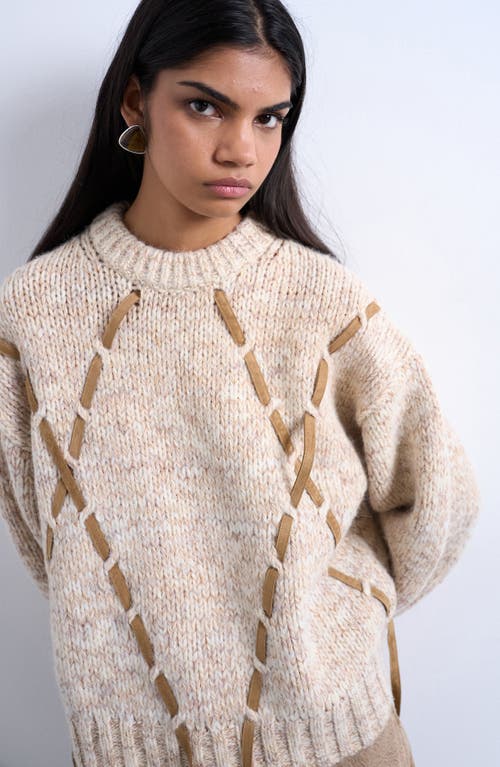 Topshop Marled Cord Argyle Sweater In Neutral