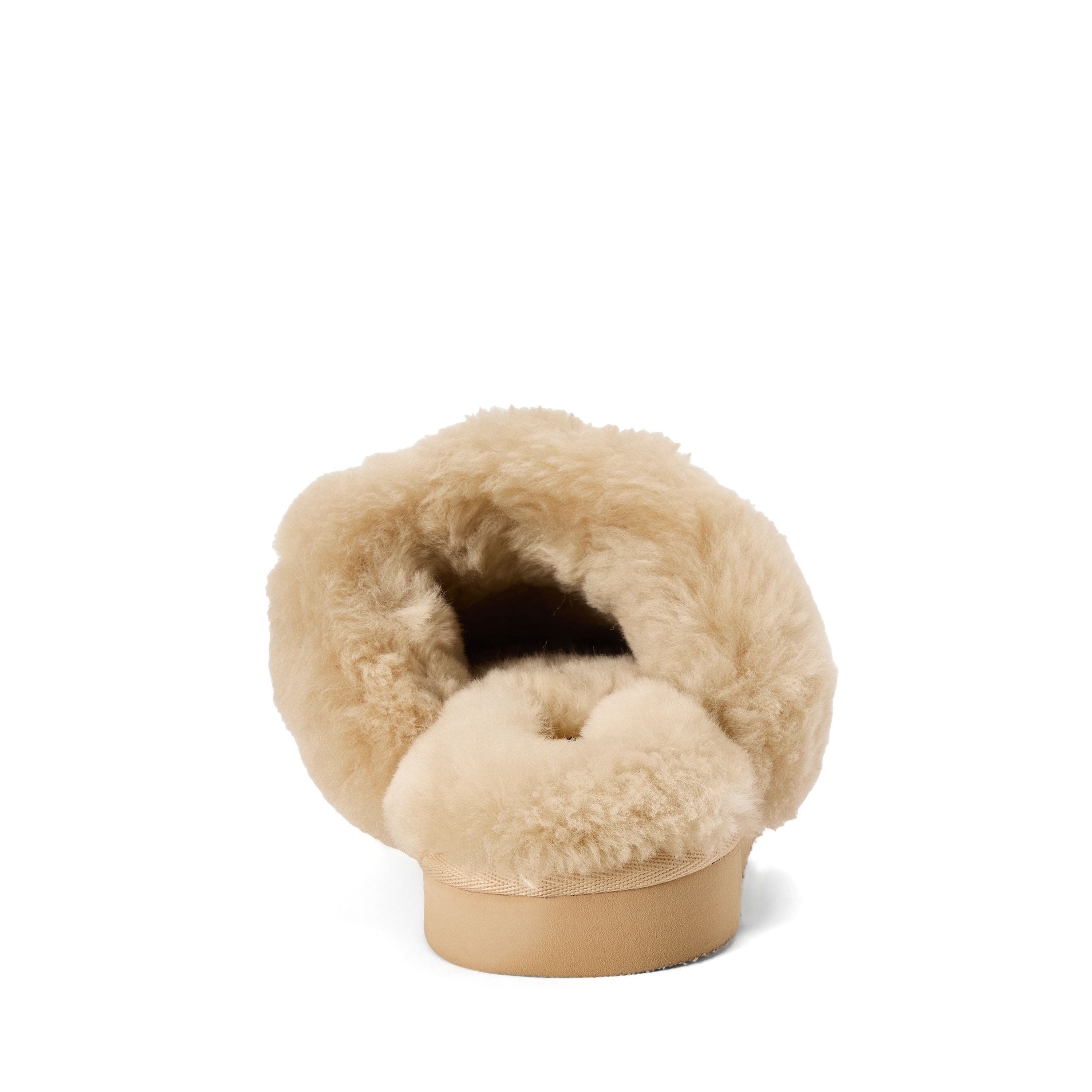 Fireside Melville Genuine Shearling Scuff Slipper, Alternate, color, SAND