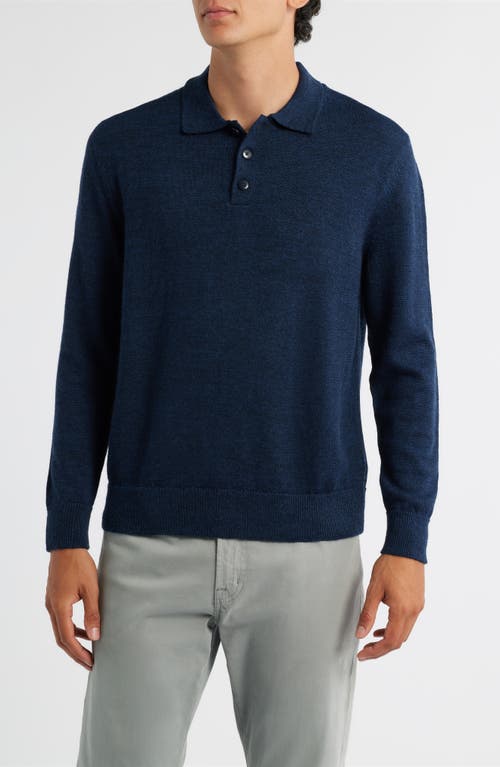 Alex Crane Anchor Merino Wool Polo Sweater In Blue