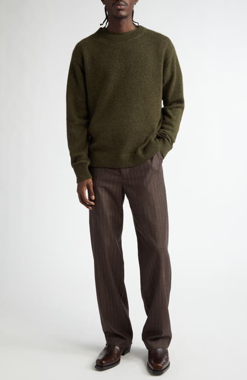 The Elder Statesman Chalk Stripe Flat Front Wool & Cashmere Trousers In Brown