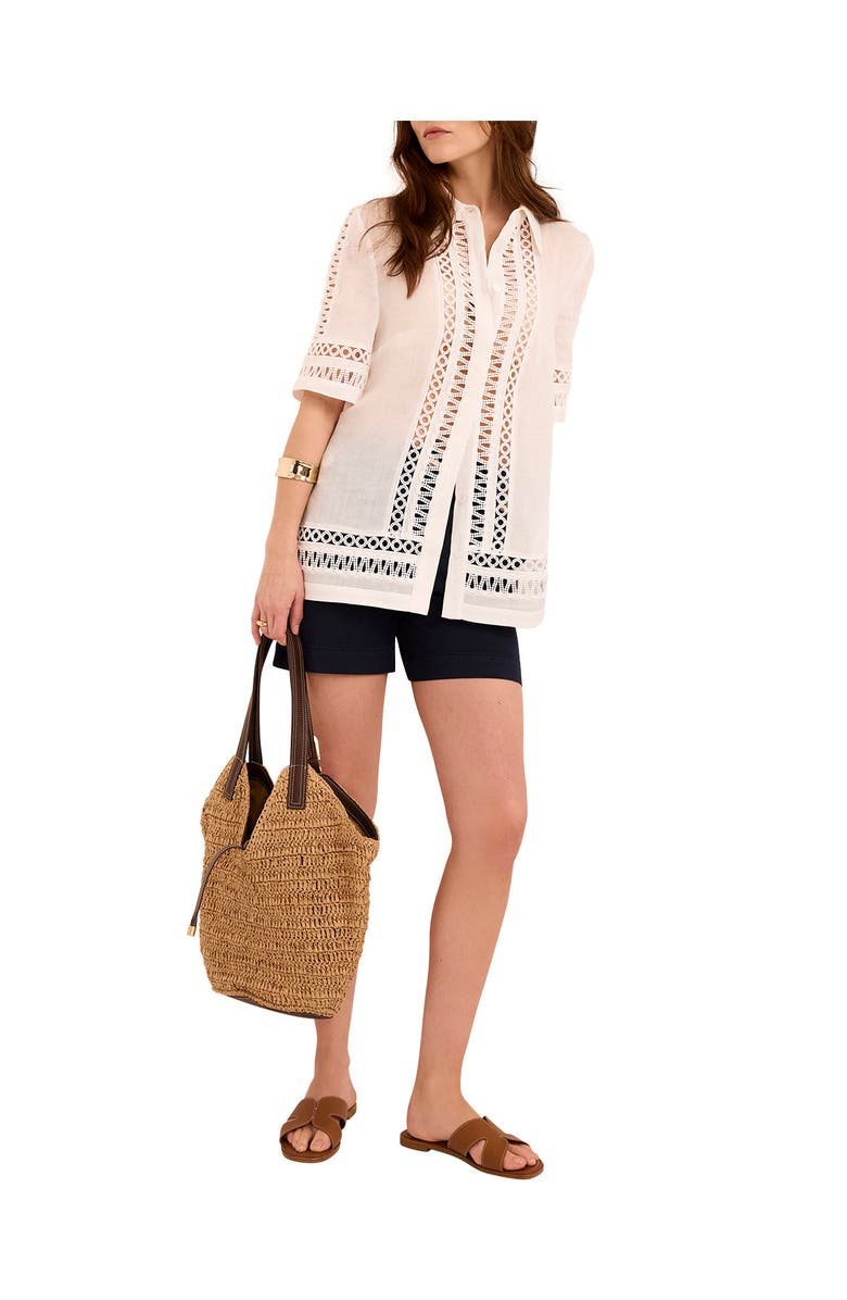 MINT VELVET Ramie Resort Shirt, Alternate, color, Ivory