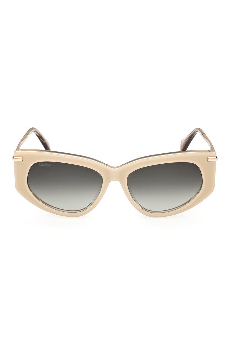 Beth 54mm Polarized Geometric Sunglasses, Main, color, WHITE / GRADIENT GREEN