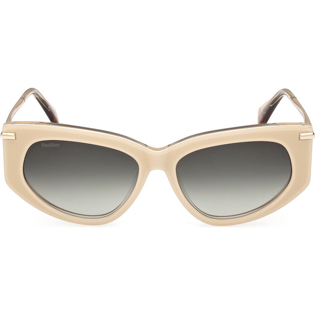 Max Mara Beth 54mm Polarized Geometric Sunglasses In White/gradient Green