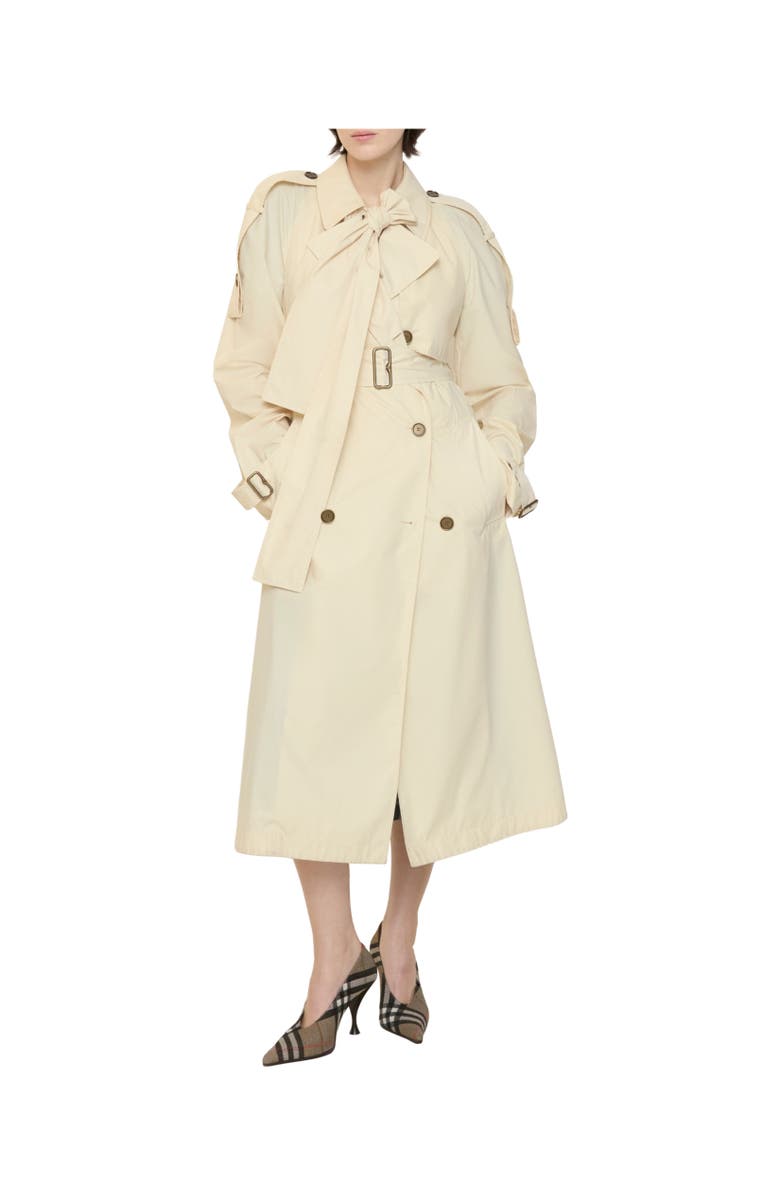 Burberry Long Canvas Trerose Trench Coat, Alternate, color, Tundra Beige