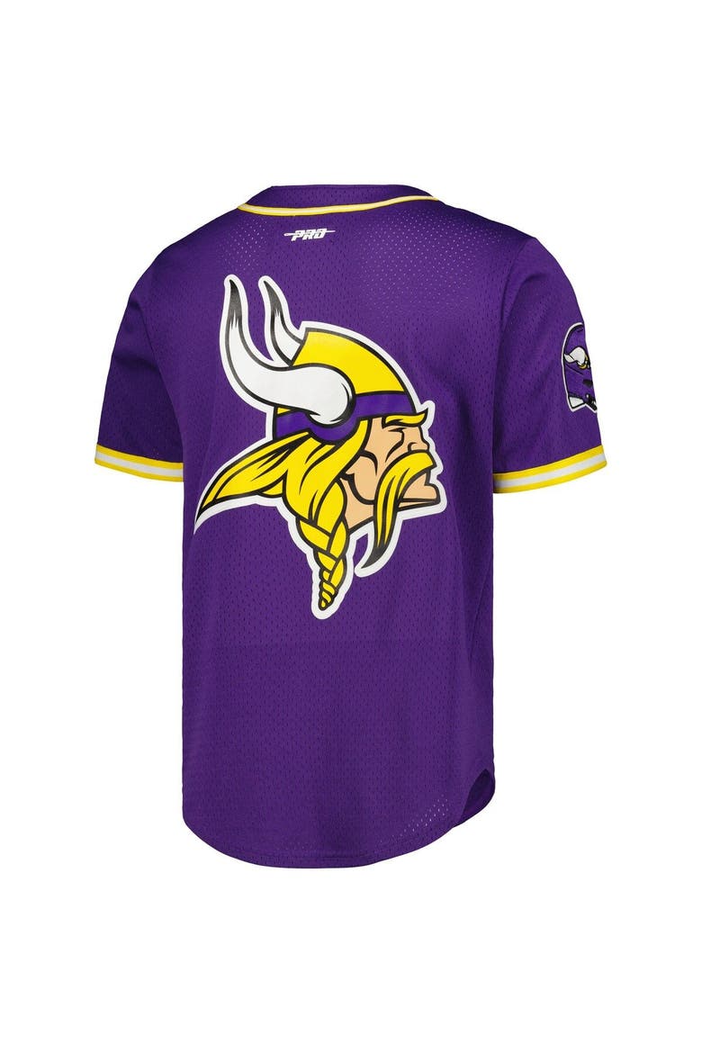 Men's Pro Standard Justin Jefferson Purple Minnesota Vikings Mesh Baseball Button-Up T-Shirt, Alternate, color, Purple