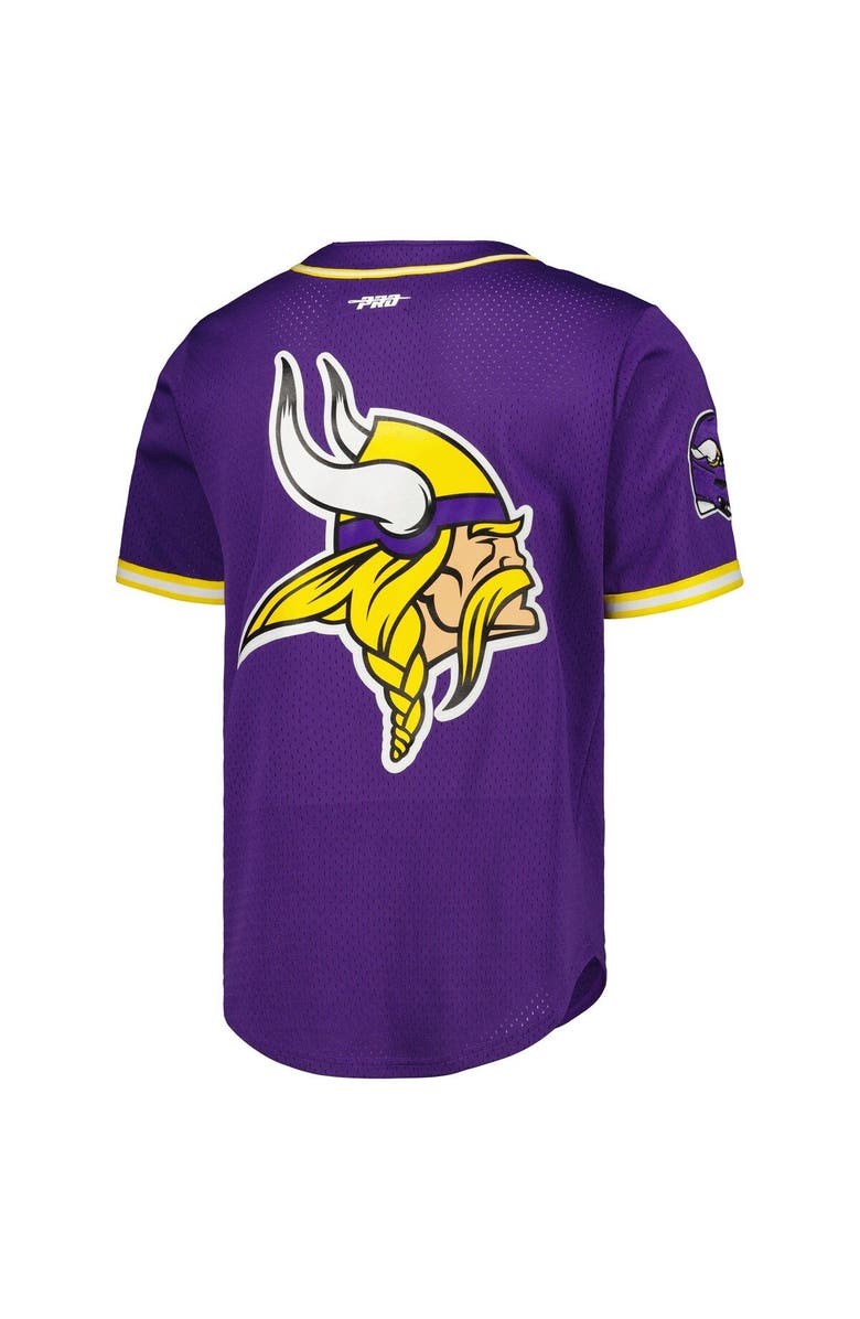 PRO STANDARD Men's Pro Standard Justin Jefferson Purple Minnesota Vikings Mesh Baseball Button-Up T-Shirt, Alternate, color, 