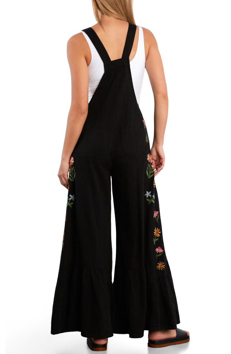Billy T Embroidered Butterfly Overalls, Alternate, color, Caviar
