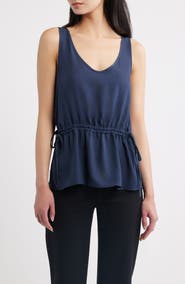 Theory Side Tie Drawstring Waist Peplum Top