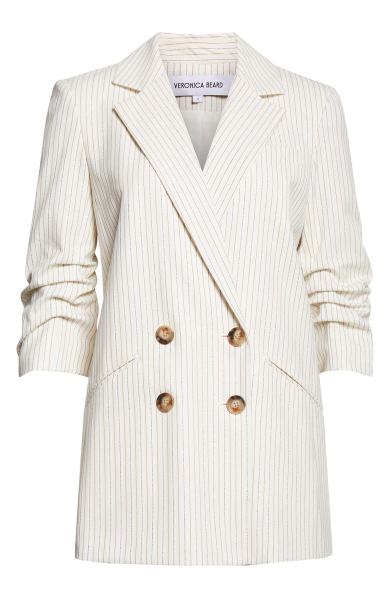 Veronica Beard Rupert Metallic Pinstripe Dickey Jacket, Main, color, Dove Multi