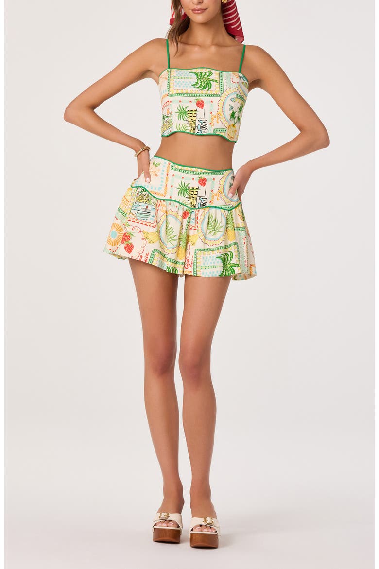 Heidi Mixed Print Shorts, Alternate, color, GREEN YELLOW FARM