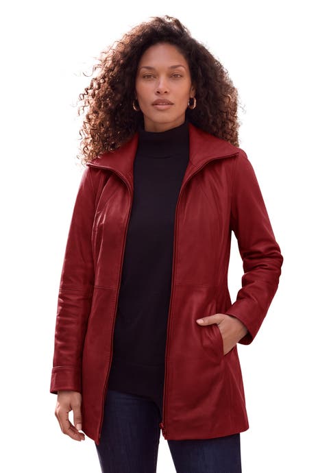Plus Size A Line Leather Jacket