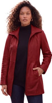 Roaman's Plus Size A Line Leather Jacket