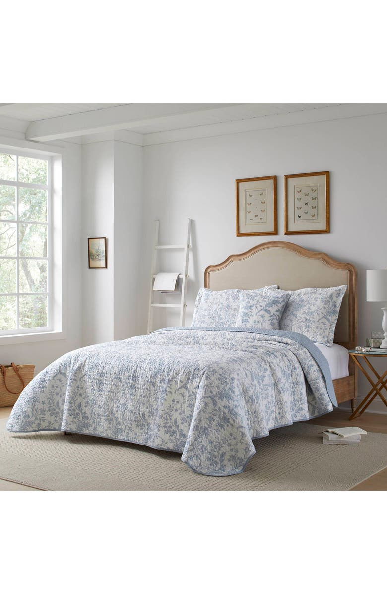 Laura Ashley Ashfield 3-Piece Cotton Comforter & Sham Set, Alternate, color, Soft Blue