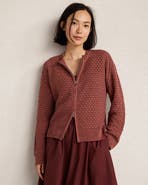 Haven Well Within Organic Cotton Linen Open Stitch Cardigan