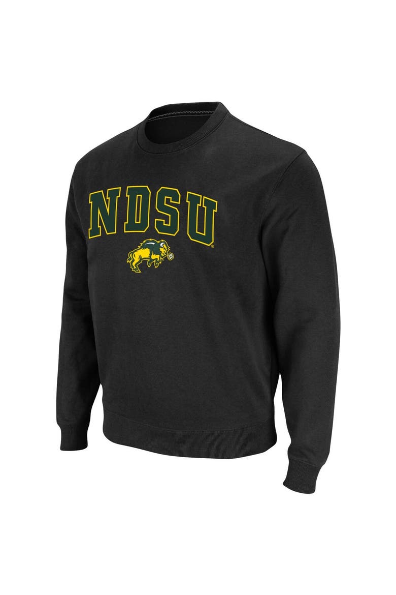 Men's Colosseum Black NDSU Bison Arch & Logo Tackle Twill Pullover Sweatshirt, Alternate, color, Black