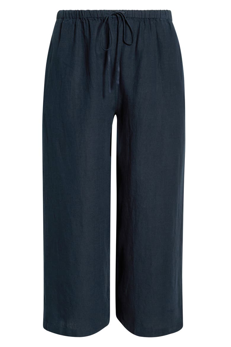 Wide Leg Crop Linen Pants, Alternate, color, NAVY STILL