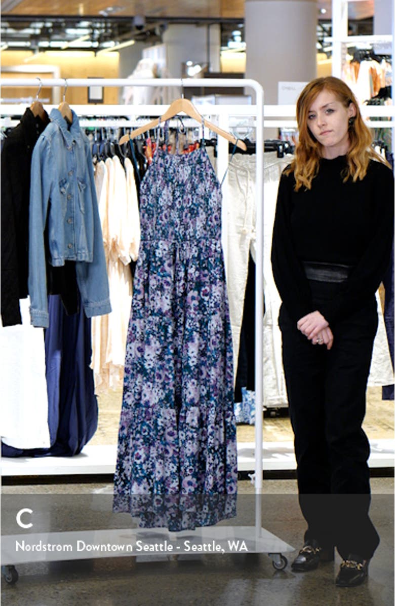 First Kiss Floral Smocked Bodice Midi Sundress, sales video thumbnail