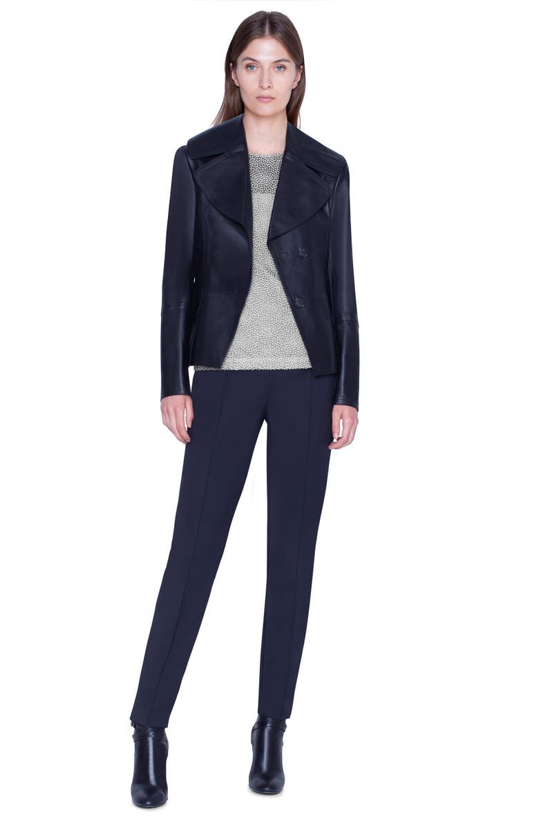 Akris Exaggerated Lapels Leather Jacket, Alternate, color,