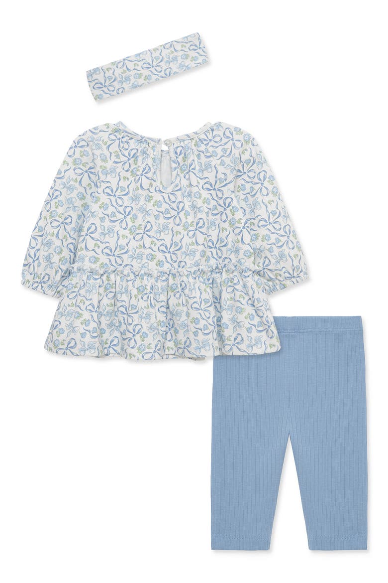Ribbons Floral Tunic Top, Pants & Headband Set, Alternate, color, BLUE