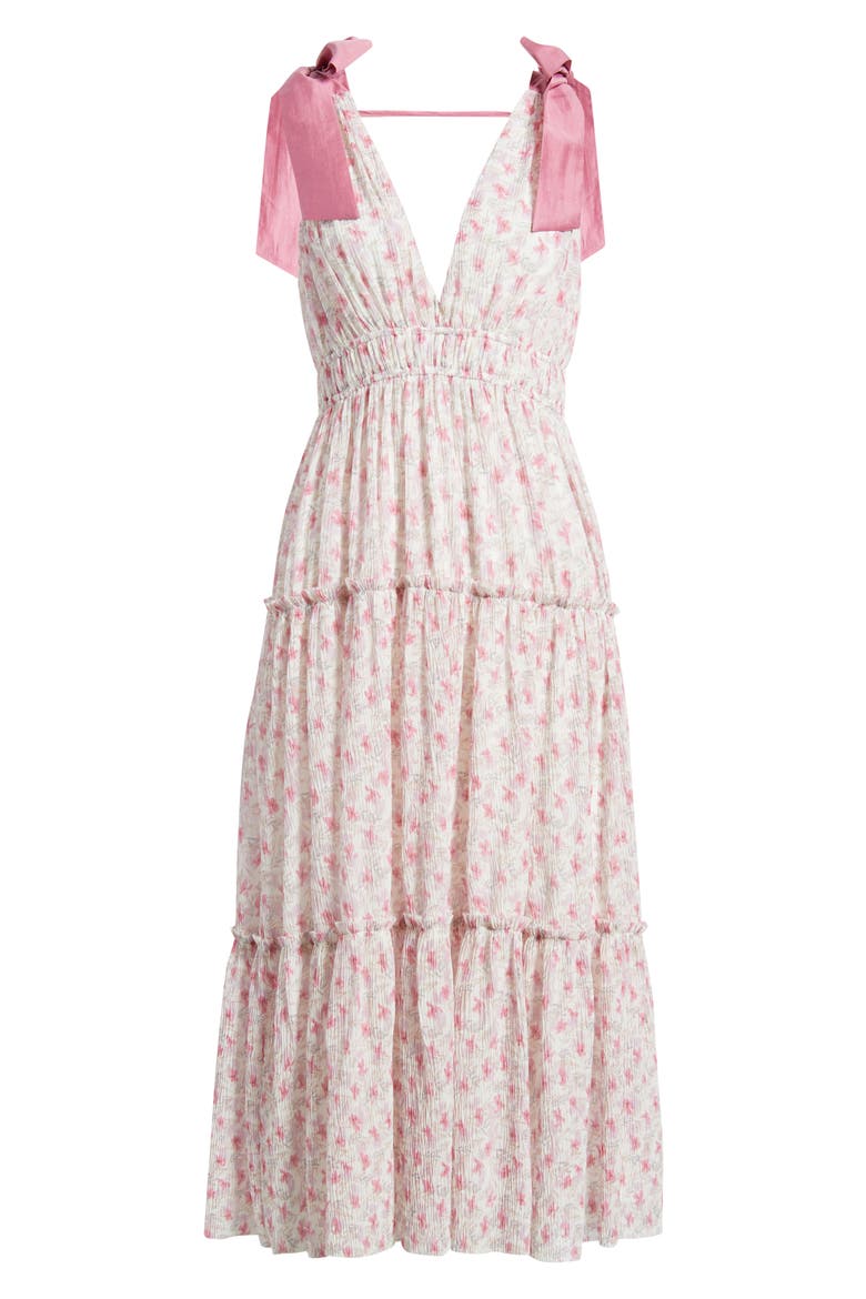 Devin Floral Tie Strap Midi Dress, Alternate, color, PINK FLORAL