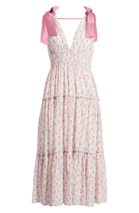 Devin Floral Tie Strap Midi Dress