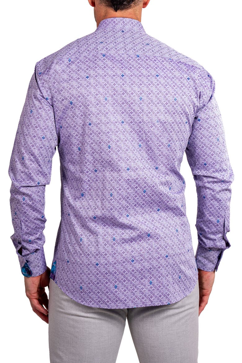 Einstein Ascension0057 Purple Patterned Cotton Button-Up Shirt, Alternate, color, PURPLE