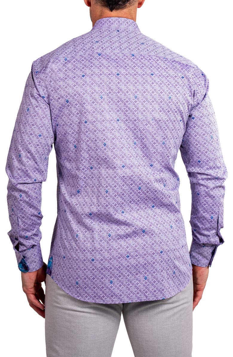 Maceoo Einstein Ascension0057 Purple Patterned Cotton Button-Up Shirt, Alternate, color, Purple