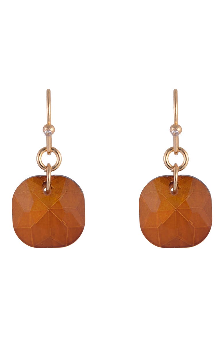 Cushion Cut Crystal Drop Earrings, Alternate, color, TOPAZ