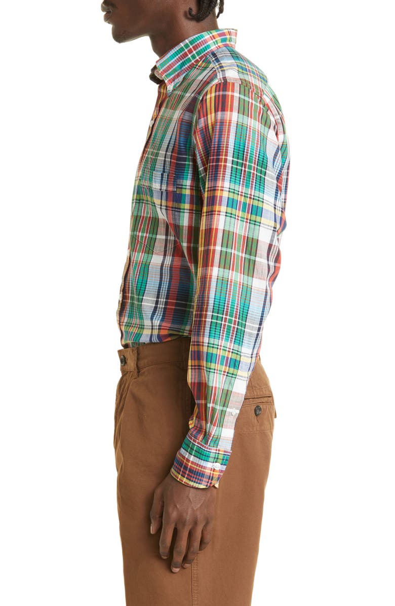 Drake's Plaid Cotton Button-Down Shirt, Alternate, color, 