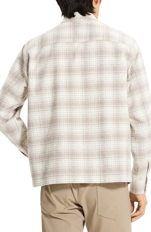 Theory Button-up Shirt In Textured Check In Gray