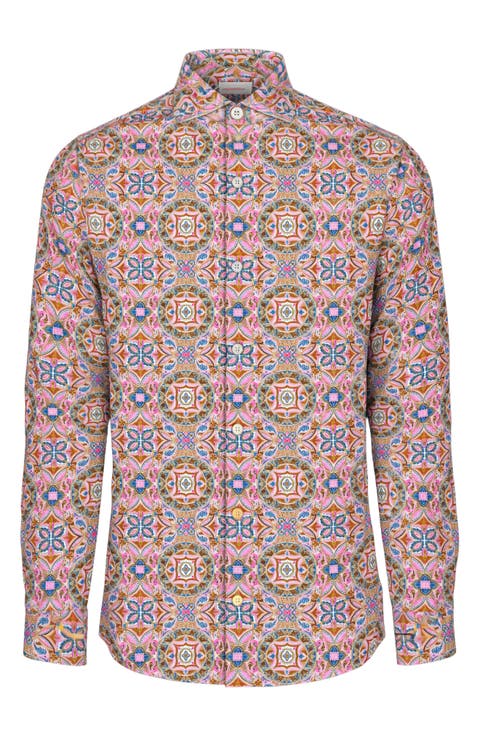Santorini Stretch Linen & Cotton Button-Up Shirt