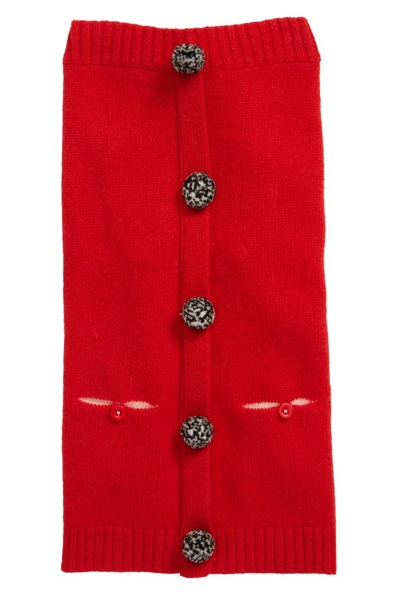 Pompom Dog Cardigan, Main, color, RED