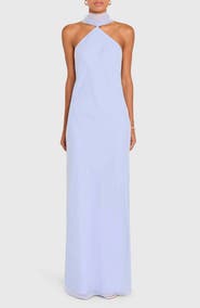 Amanda Uprichard Ashton Halter Neck Chiffon Gown
