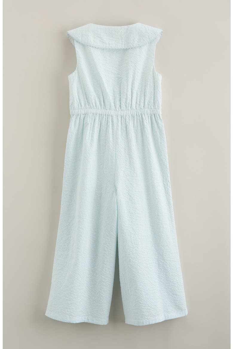 Kids' Peter Pan Collar Cotton Seersucker Jumpsuit, Alternate, color, BLUE OMPHALODES WINNIE STRIPE