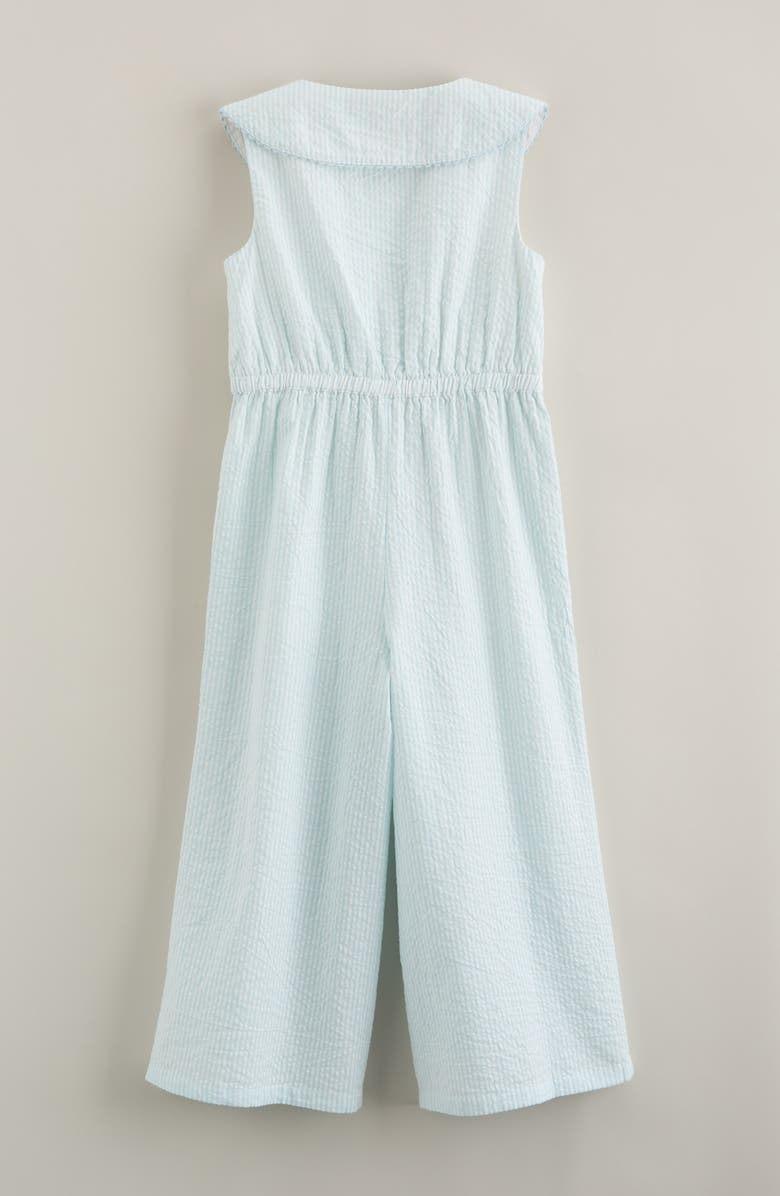 Nordstrom Kids' Peter Pan Collar Cotton Seersucker Jumpsuit, Alternate, color, Blue Omphalodes Winnie Stripe