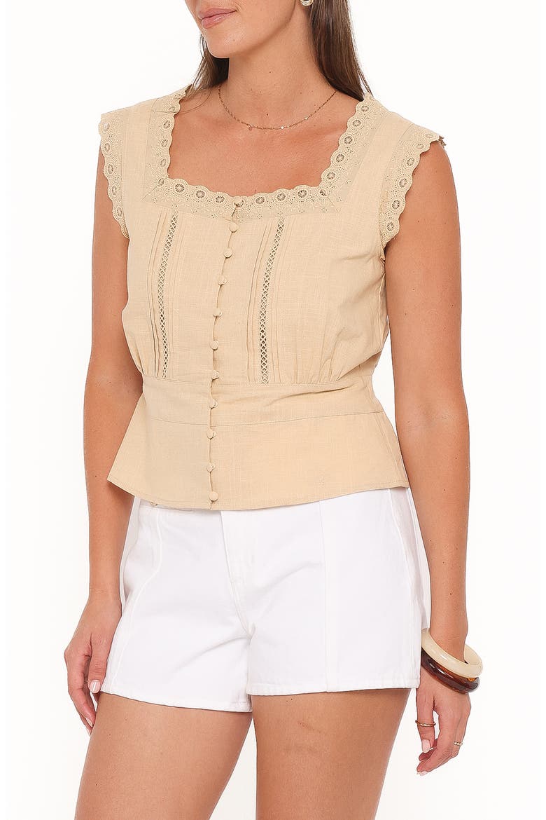 Luke Embroidered Sleeveless Top, Alternate, color, KHAKI