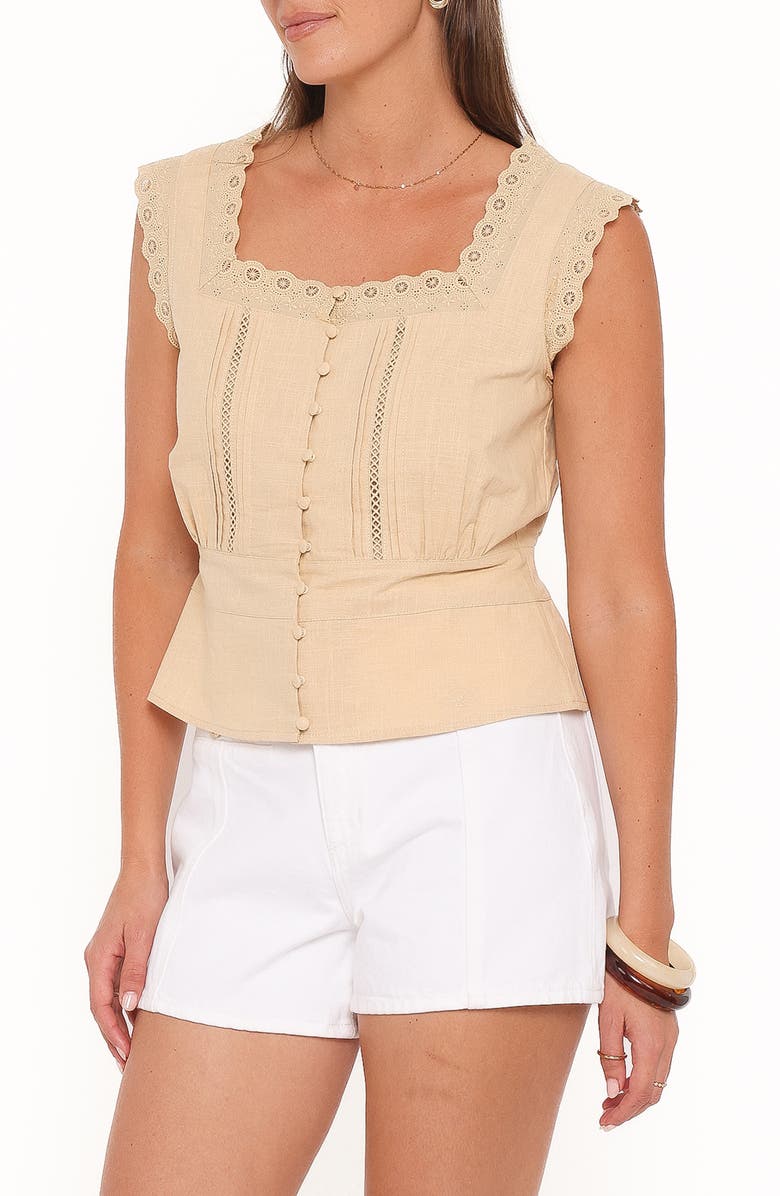 Petal & Pup Luke Embroidered Sleeveless Top, Alternate, color, Khaki