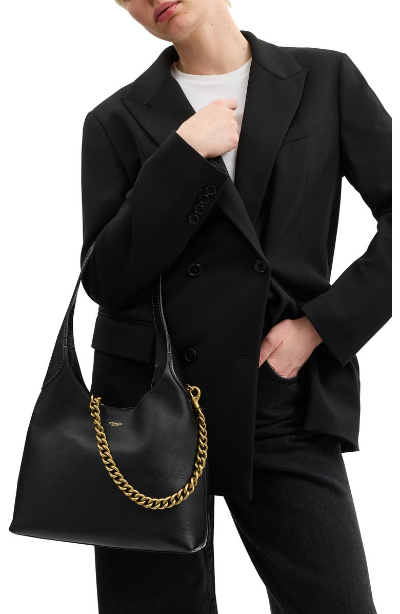 COACH Short Chunky Curb Chain Strap, Alternate, color, Brass