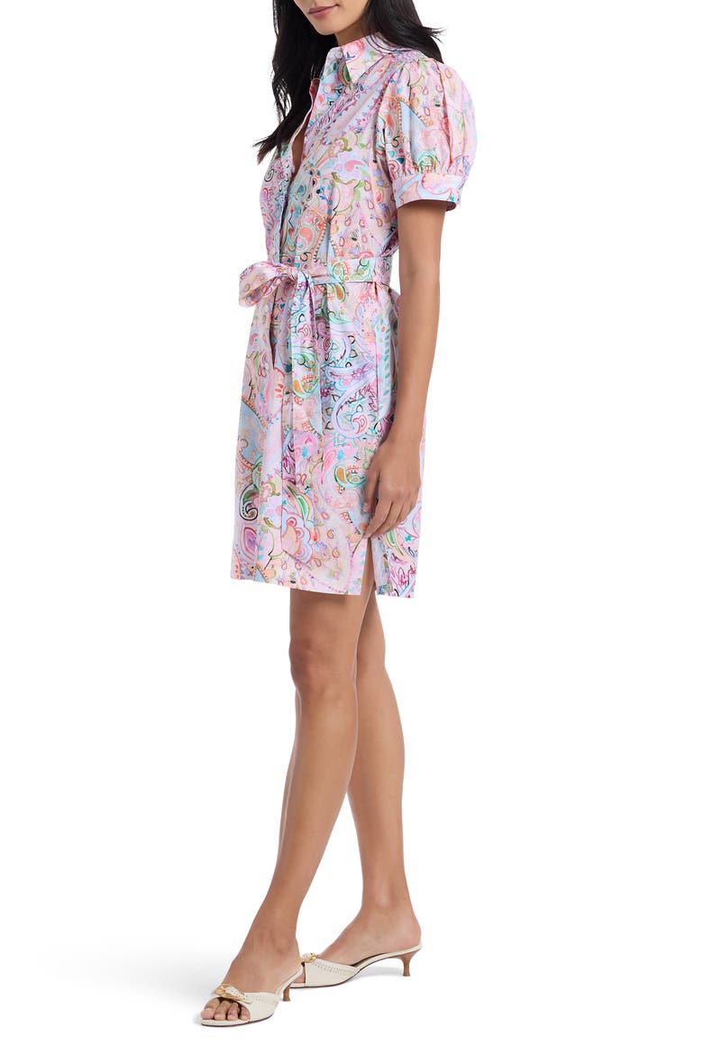 Carolina Floral Short Sleeve Cotton Shirtdress, Alternate, color, PINK MULTI