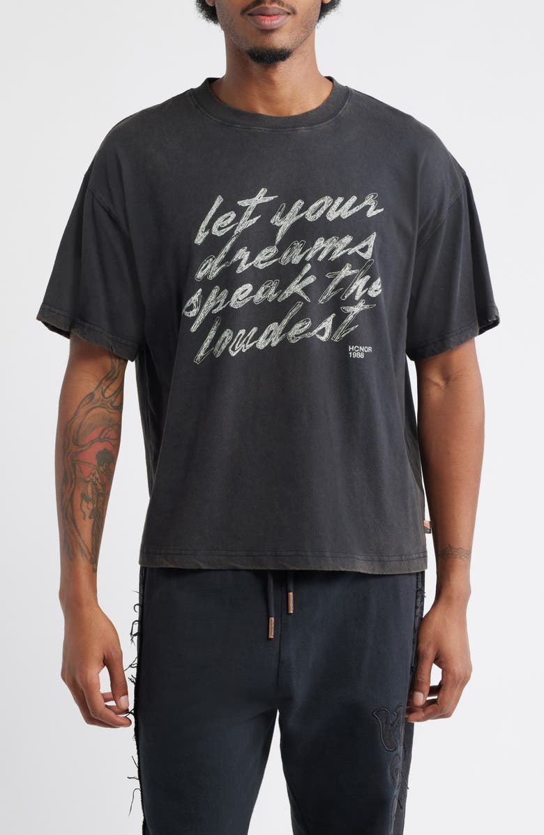 HONOR THE GIFT Dreams Speak Loudest Graphic T-Shirt, Main, color, Black