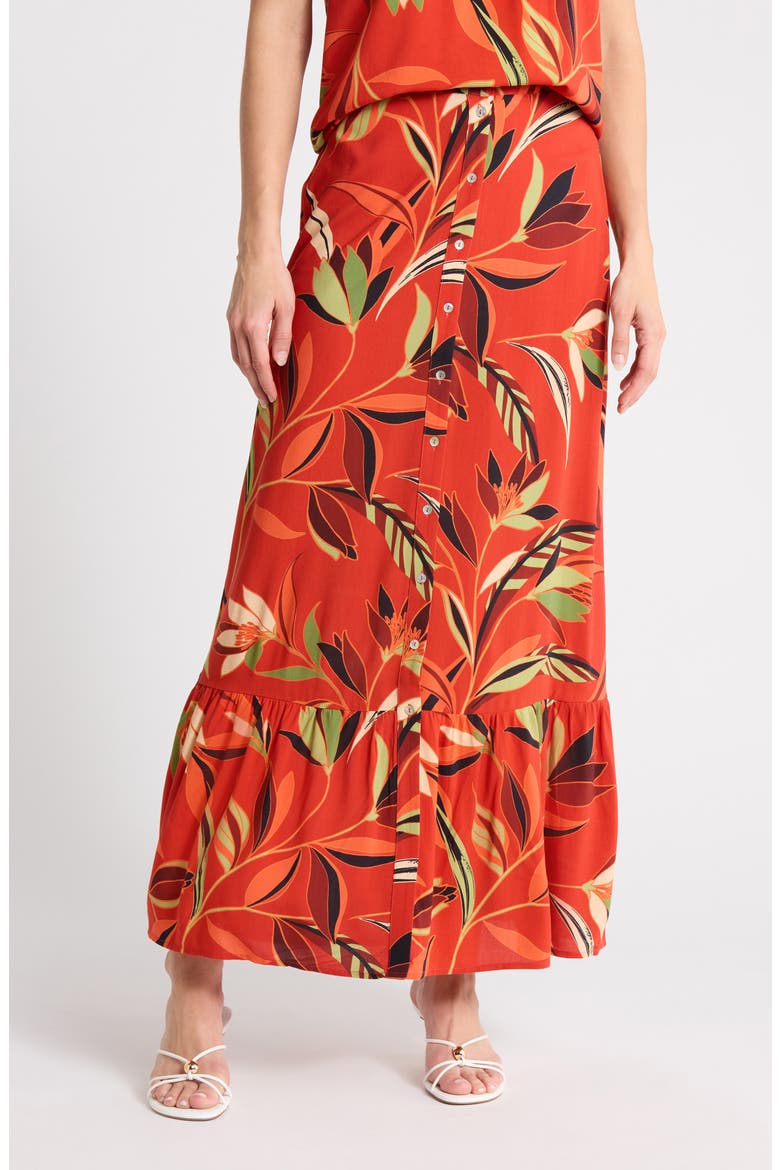 Button Front Maxi Skirt, Main, color, RUST