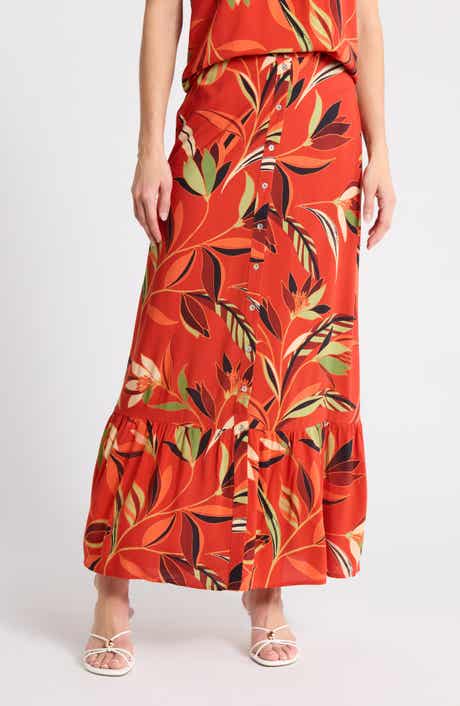Button Front Maxi Skirt